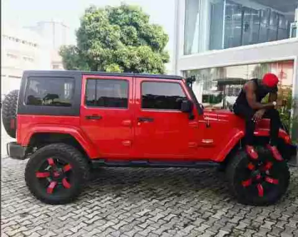 Colourful!! Peter Okoye Poses With His Sahara Jeep Wrangler (Photo)